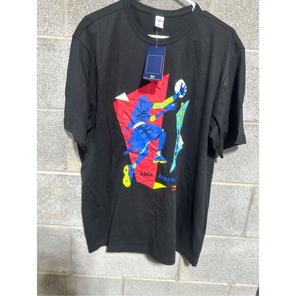 Reebok Allen Iverson BB Iverson Layu Black T- Shirt Multicolor Logo Medium - Picture 3 of 8